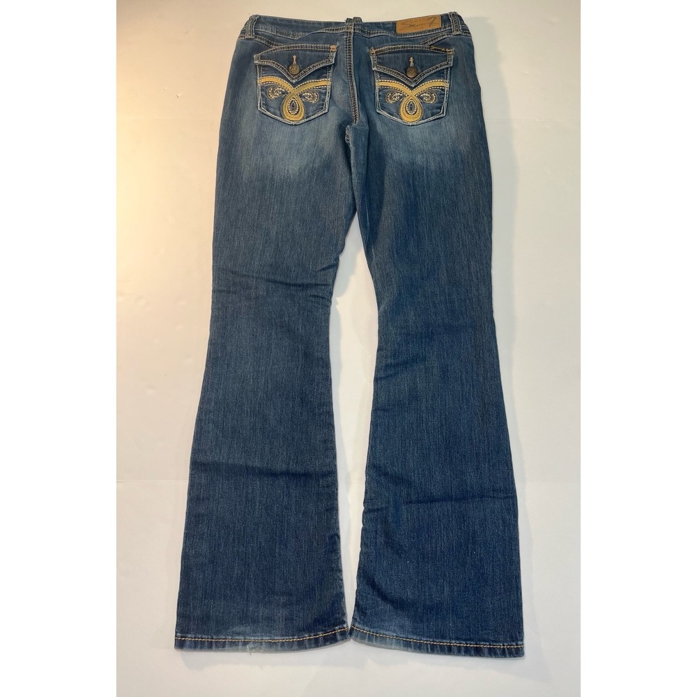 Seven7‎ Bootcut Jeans Womens 8 Blue Good Embroidered Flap Pocket Mid Rise Denim